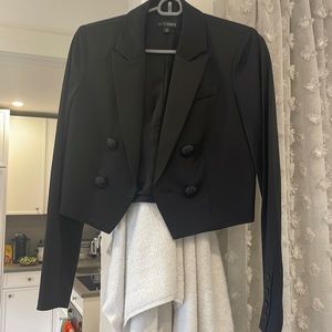 Intermix black cropped viscose blazer